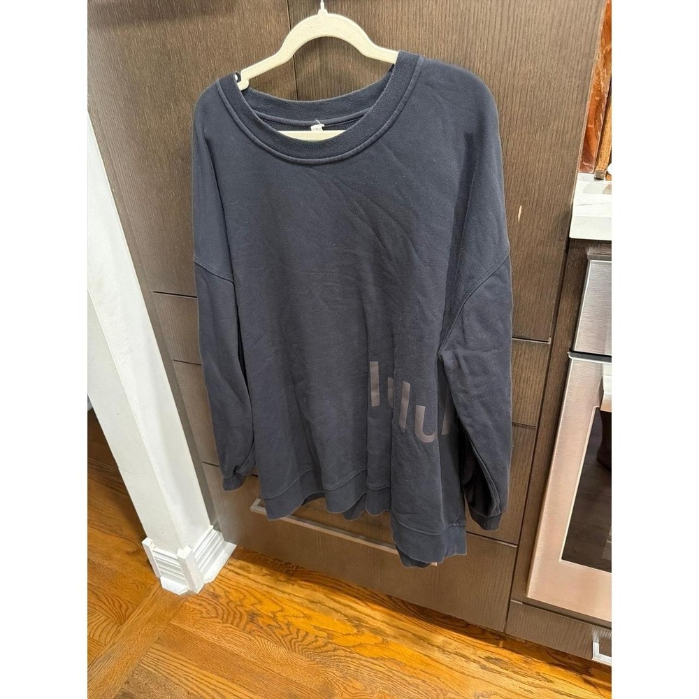 Lululemon Perfectly Oversized Crew sweatshirt in a washed black wordmark 16